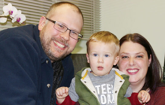 Baby Owen with parents Jamie and Heather